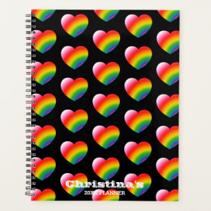 Rainbow Pride Gradient Hearts Pattern Planner