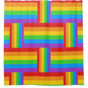 Rainbow Pride Grid Shower Curtain