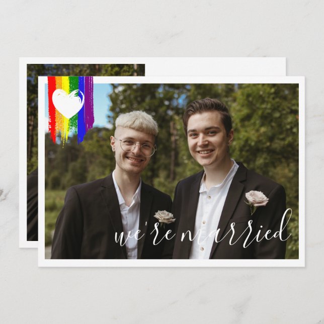 Rainbow Pride Heart Gay Marriage Announcement (Front/Back)