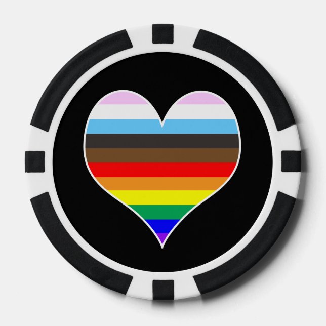 Rainbow Pride Heart  Poker Chips (Front)