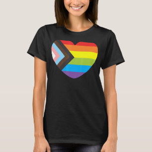 Rainbow Pride Heart Progress Proud Gay LGBTQ Gende T-Shirt