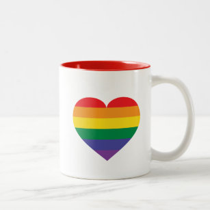 Rainbow Pride Heart Two-Tone Coffee Mug