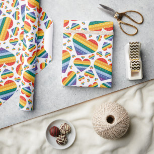 Rainbow Pride Hearts Wrapping Paper