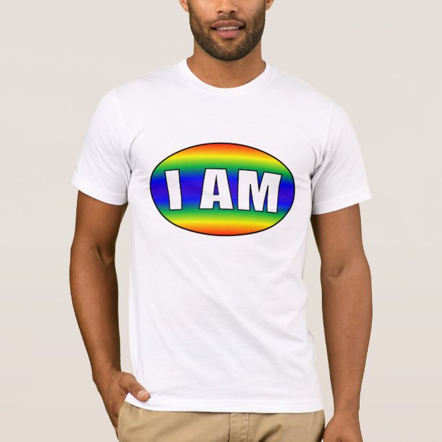 Rainbow Pride I AM Oval T-Shirt (Front)