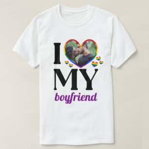 Rainbow Pride I Heart My Boyfriend Add Photo T-Shirt