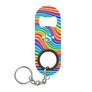 Rainbow Pride key ring mini bottle opener