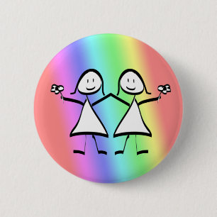 Rainbow Pride Lesbian Brides 6 Cm Round Badge