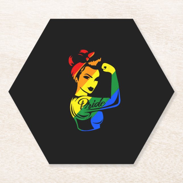 Rainbow Pride LGBT T-Shirt Paper Coaster (Front)