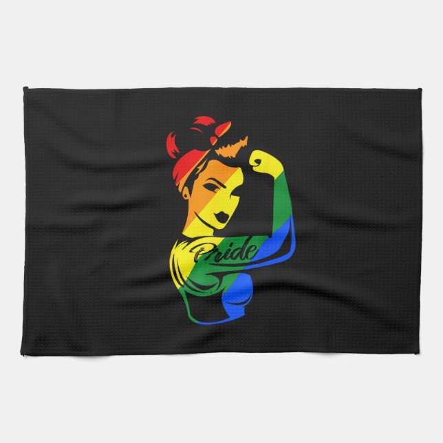 Rainbow Pride LGBT T-Shirt Tea Towel (Horizontal)