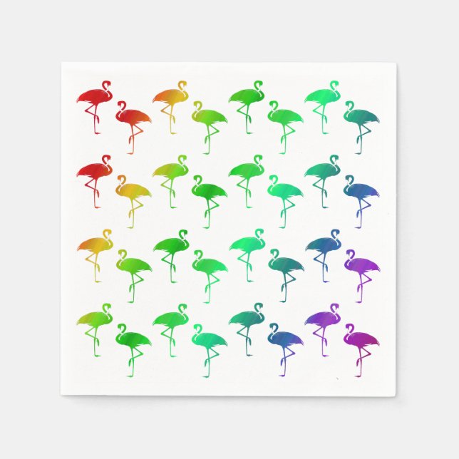 Rainbow Pride LGBTQ Flamingos Pattern Napkin (Front)