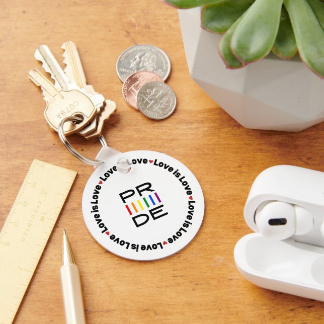 Rainbow Pride Love is Love  Key Ring (Desk)