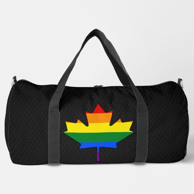Rainbow pride maple leaf  duffle bag (Front)