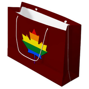 Rainbow pride maple leaf  large gift bag