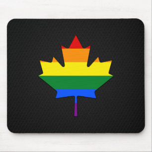 Rainbow pride maple leaf  mouse pad