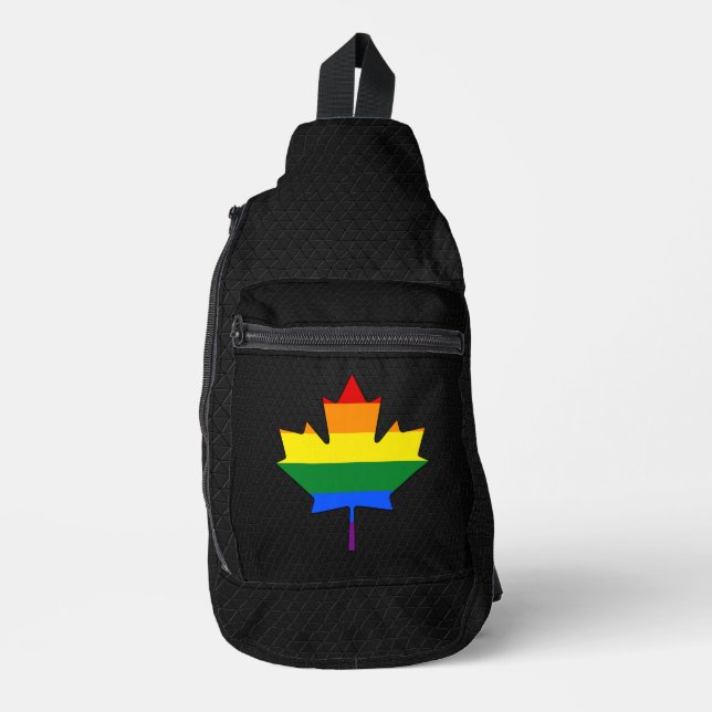 Rainbow pride maple leaf  sling bag (Front)