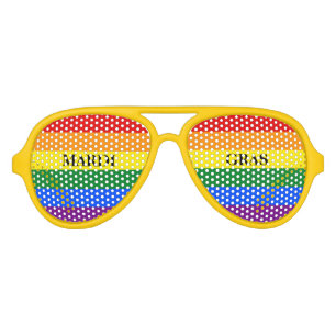 Rainbow Pride Mardi Gras Aviator Sunglasses