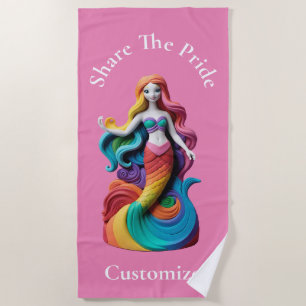 Rainbow Pride Mermaid Thunder_Cove Beach Towel