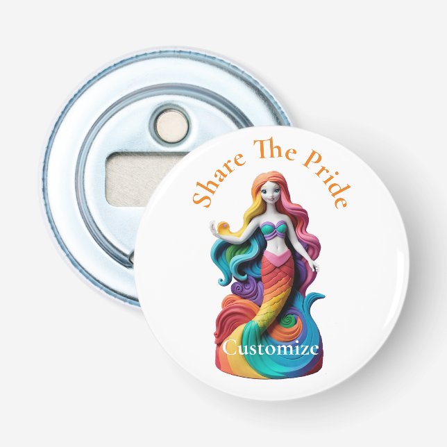 Rainbow Pride Mermaid Thunder_Cove  Bottle Opener (Front)