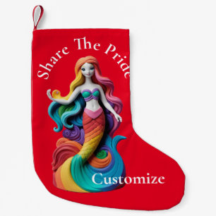 Rainbow Pride Mermaid Thunder_Cove  Small Christmas Stocking