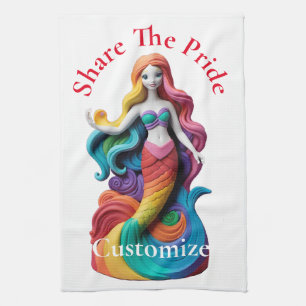 Rainbow Pride Mermaid Thunder_Cove Tea Towel