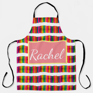 Rainbow pride month back to school add name text apron