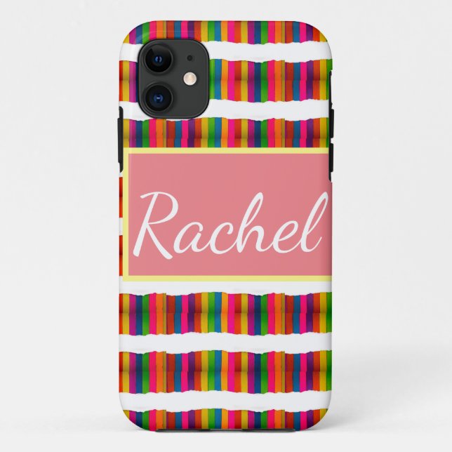 Rainbow pride month back to school add name text Case-Mate iPhone case (Back)