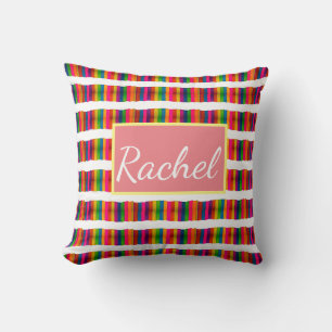 Rainbow pride month back to school add name text cushion
