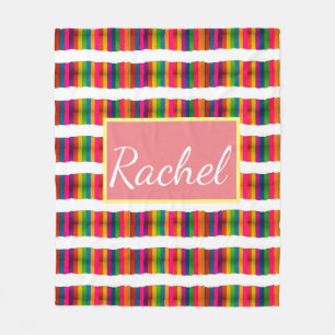 Rainbow pride month back to school add name text fleece blanket