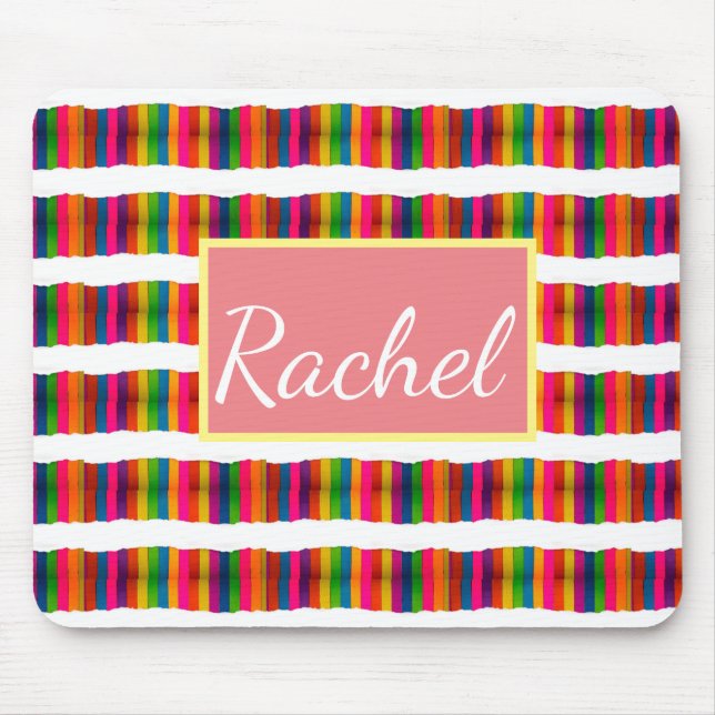 Rainbow pride month back to school add name text mouse pad (Front)