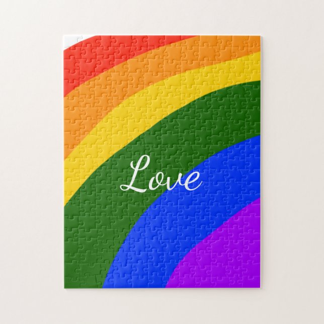 Rainbow pride month love add name text art jigsaw puzzle (Vertical)
