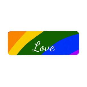 Rainbow pride month love add name text art return address label