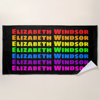Rainbow Pride Name Fade Beach Towel