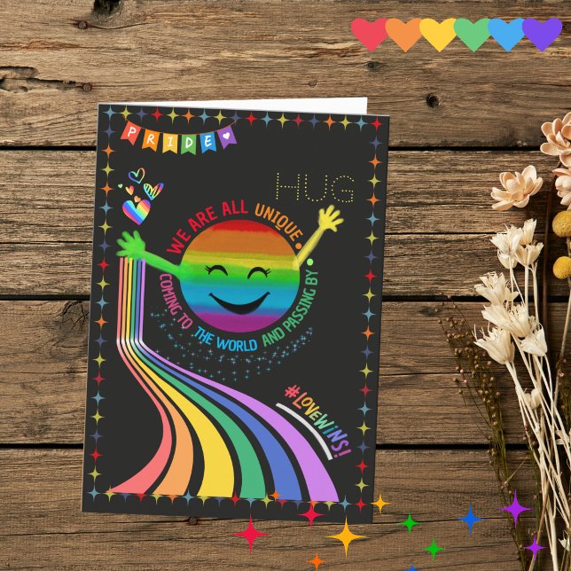 Rainbow Pride Parade Hug Greeting Card (Rainbow Pride Parade Hug Greeting Card)