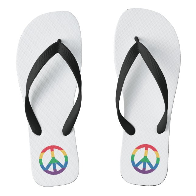 Rainbow Pride Peace Sign Thongs (Footbed)