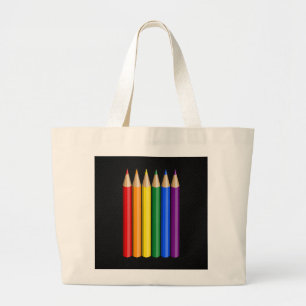 Rainbow pride pencils large tote bag