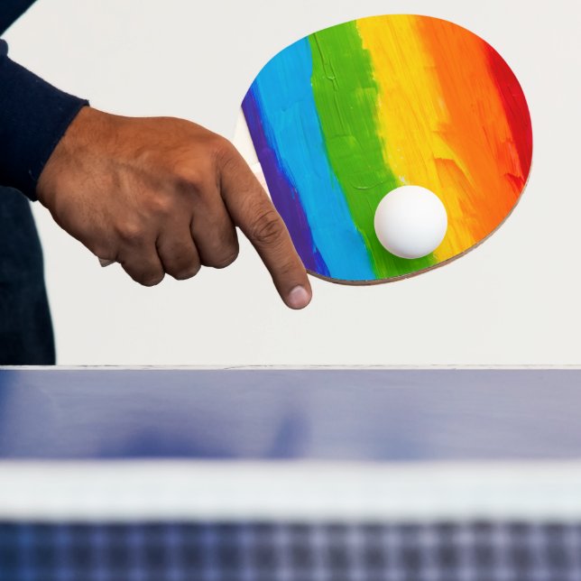 Rainbow Pride Ping Pong Paddle – Oil Paint LGBT  (Insitu)