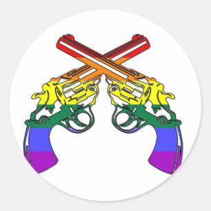 Rainbow Pride Pistols Classic Round Sticker