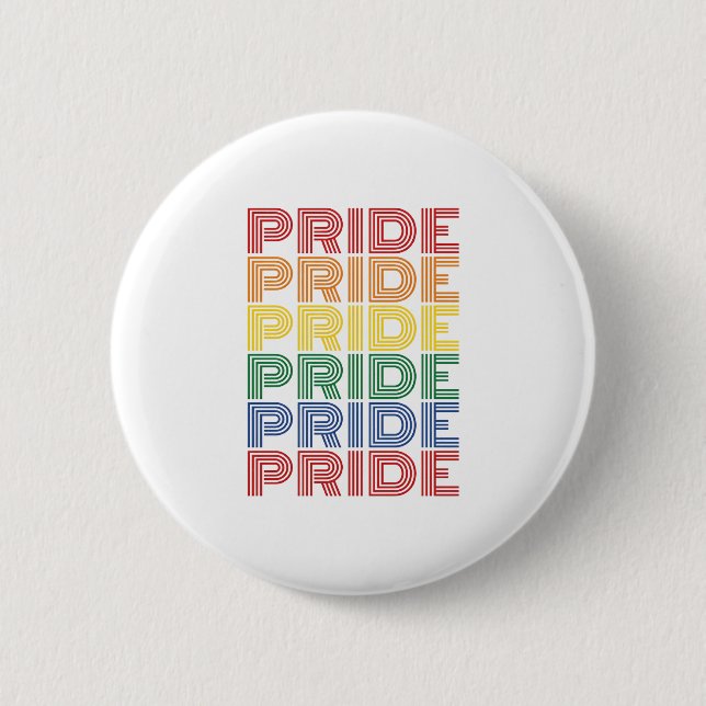 Rainbow Pride Retro Typography Vector Design_1 6 Cm Round Badge (Front)