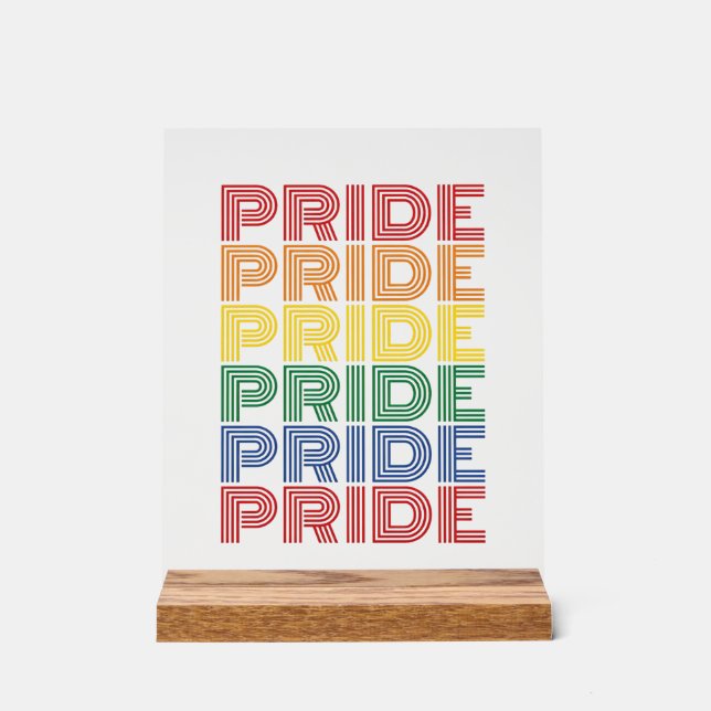 Rainbow Pride Retro Typography Vector Design_1 Acrylic Sign (Front)