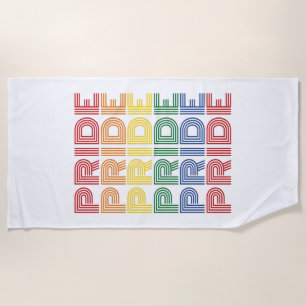 Rainbow Pride Retro Typography Vector Design_1 Beach Towel
