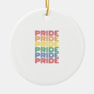 Rainbow Pride Retro Typography Vector Design_1 Ceramic Ornament