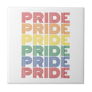 Rainbow Pride Retro Typography Vector Design_1 Ceramic Tile