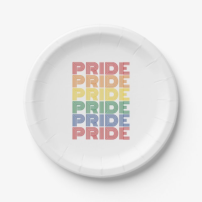 Rainbow Pride Retro Typography Vector Design_1 Paper Plate (Front)