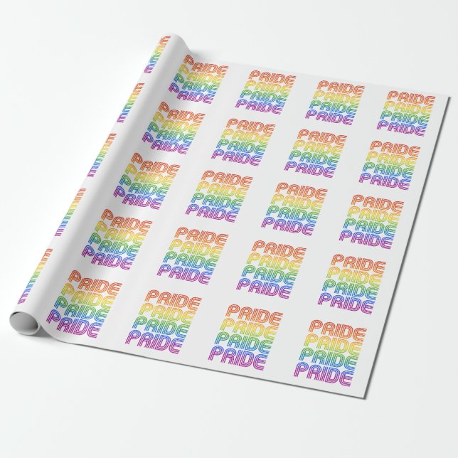 Rainbow Pride Retro Wrapping Paper (Unrolled)