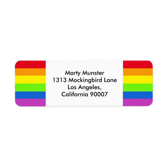 RAINBOW pride return address label, Gay Pride LGBT Label (Front)