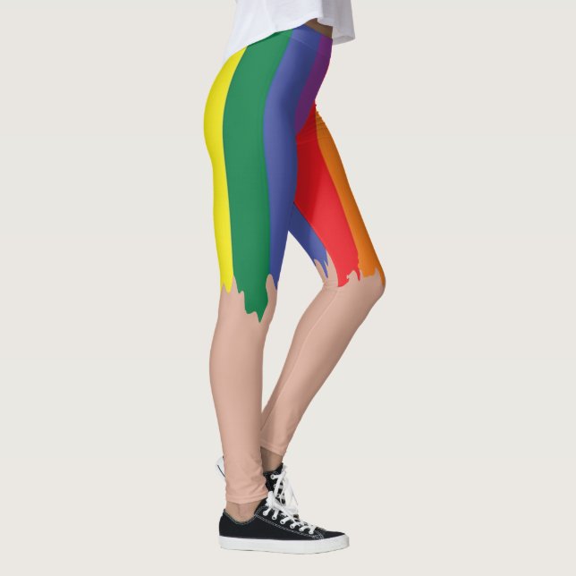 Rainbow Pride Running Paint Novelty Fun Leggings (Right)