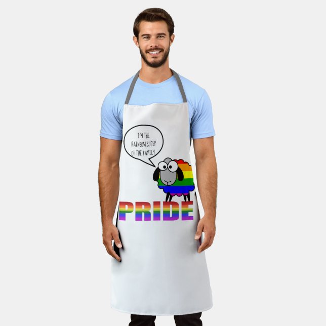 Rainbow Pride Sheep Apron, Large Apron (Worn)