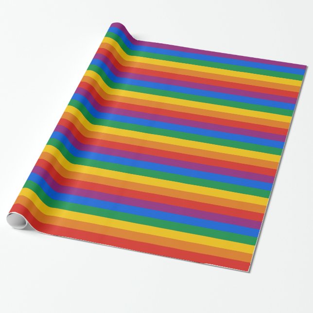 RAINBOW PRIDE STRIPES DESIGN -.png Wrapping Paper (Unrolled)
