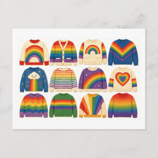 Rainbow Pride Sweater Collage Postcard