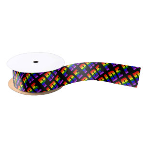 Rainbow Pride Text Art on Custom Black Colour Satin Ribbon